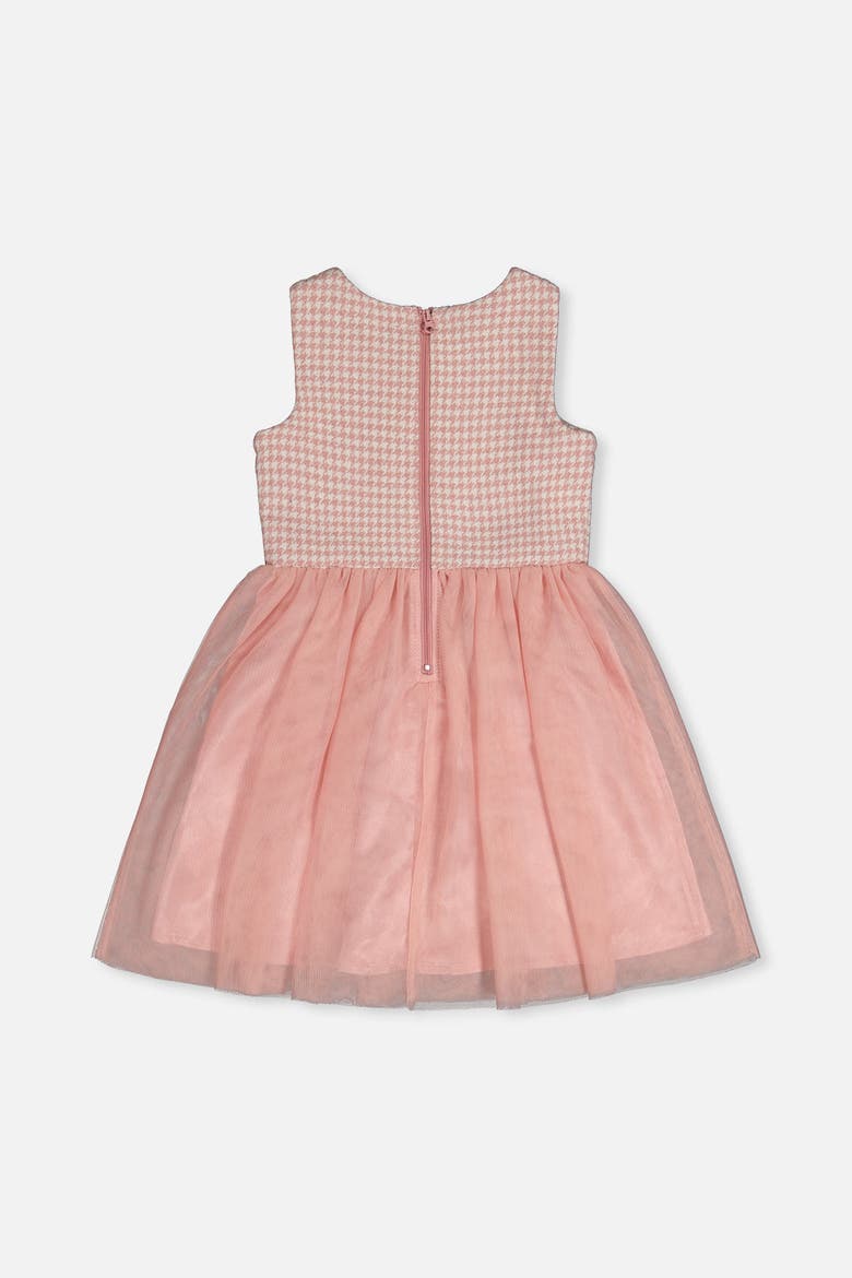 Houndstooth Elegant Sleeveless Bi-Material Dress, Alternate, color, Houndstooth Rose