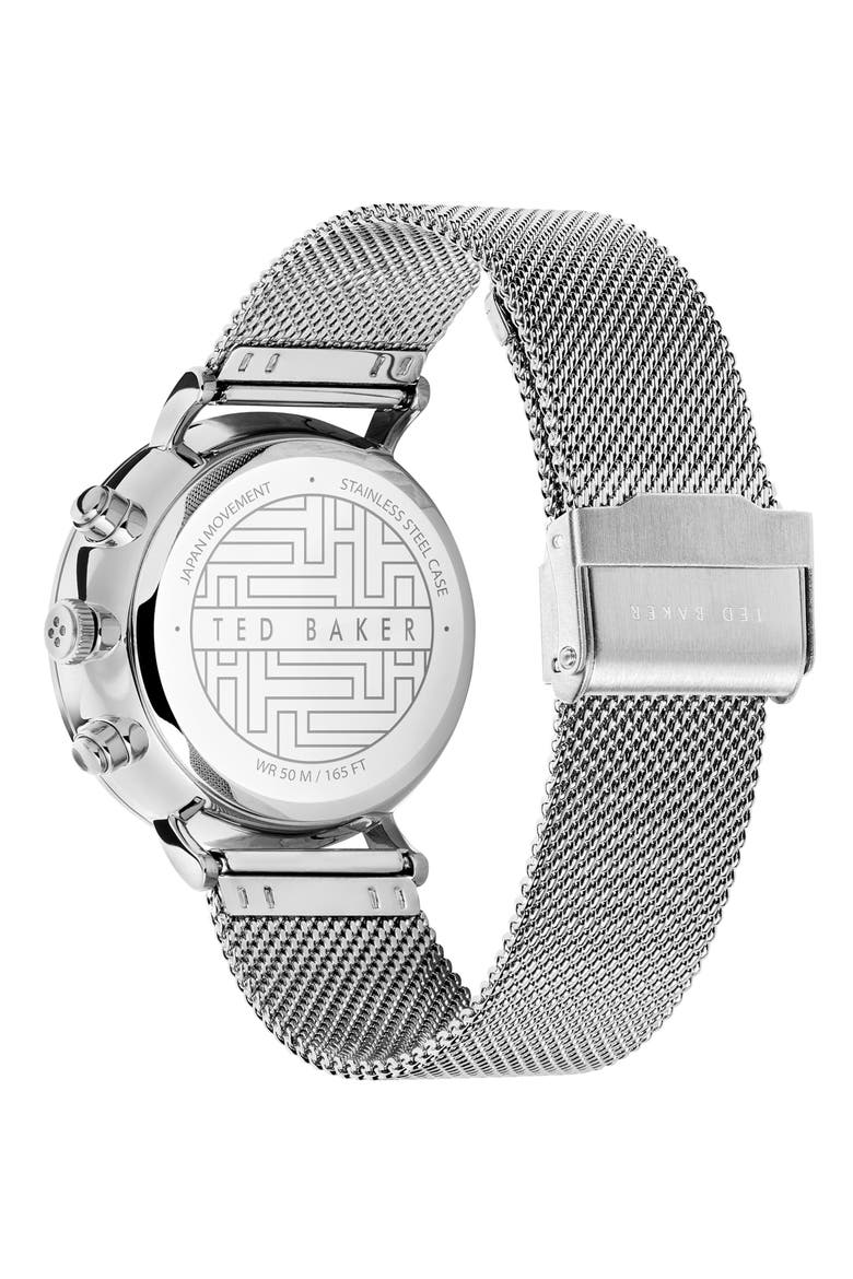 London Mimosaa Chronograph Mesh Strap Watch, 41mm, Alternate, color, SILVER