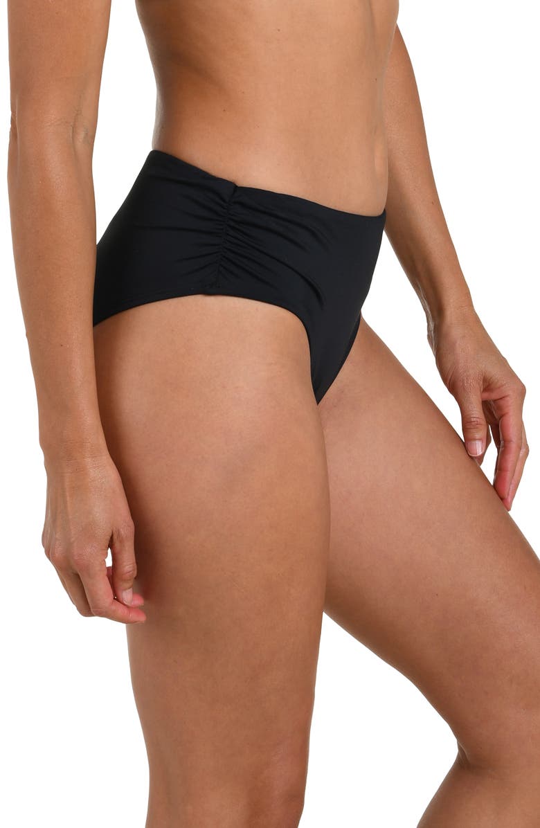 La Blanca Mid Rise Bikini Bottoms, Alternate, color, Black