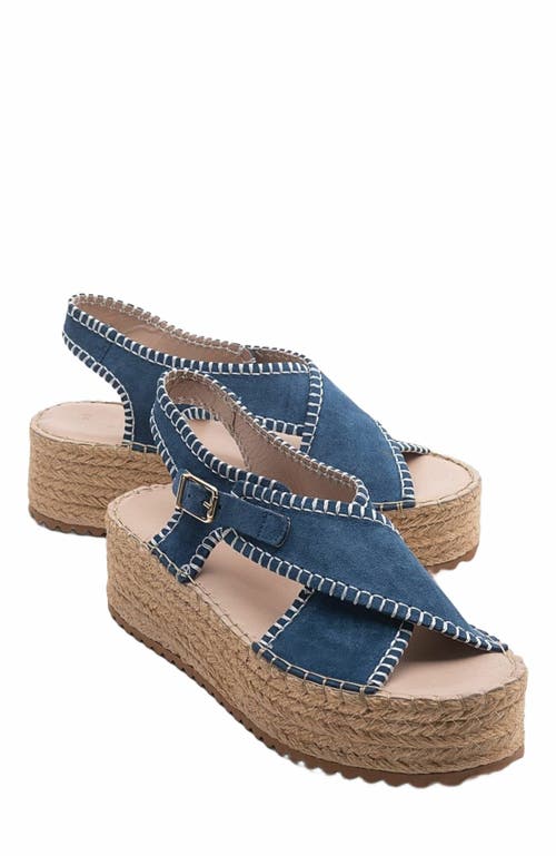 Forever & Always Shoes Bellezza Leather Platform Sandal in Navy Suede Leather at Nordstrom, Size 5.5