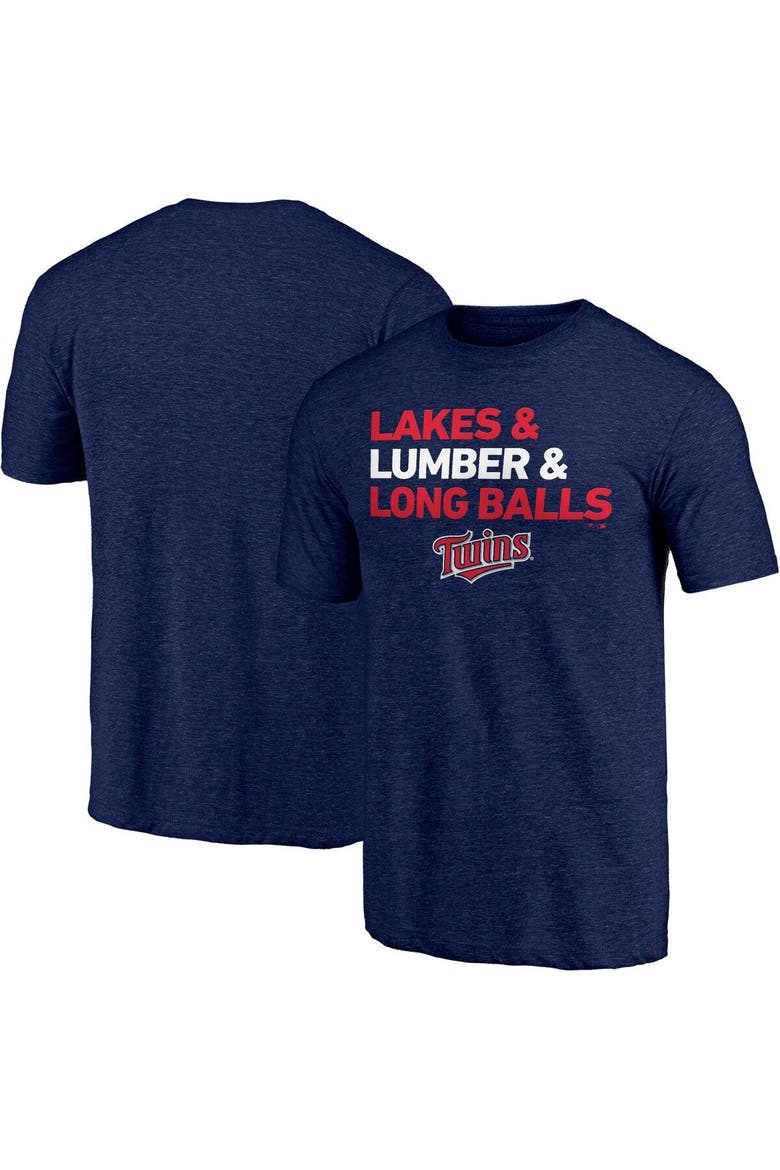 Men's Fanatics Branded Heathered Navy Minnesota Twins Hometown Collection Ampersand Tri-Blend T-Shirt, Main, color, Heather Navy