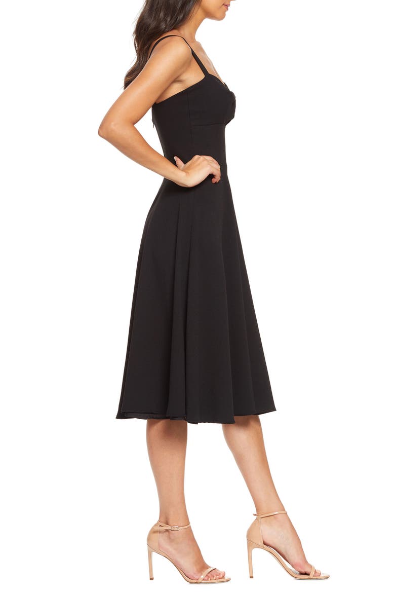 Bianca Sweetheart Midi Cocktail Dress, Alternate, color, BLACK