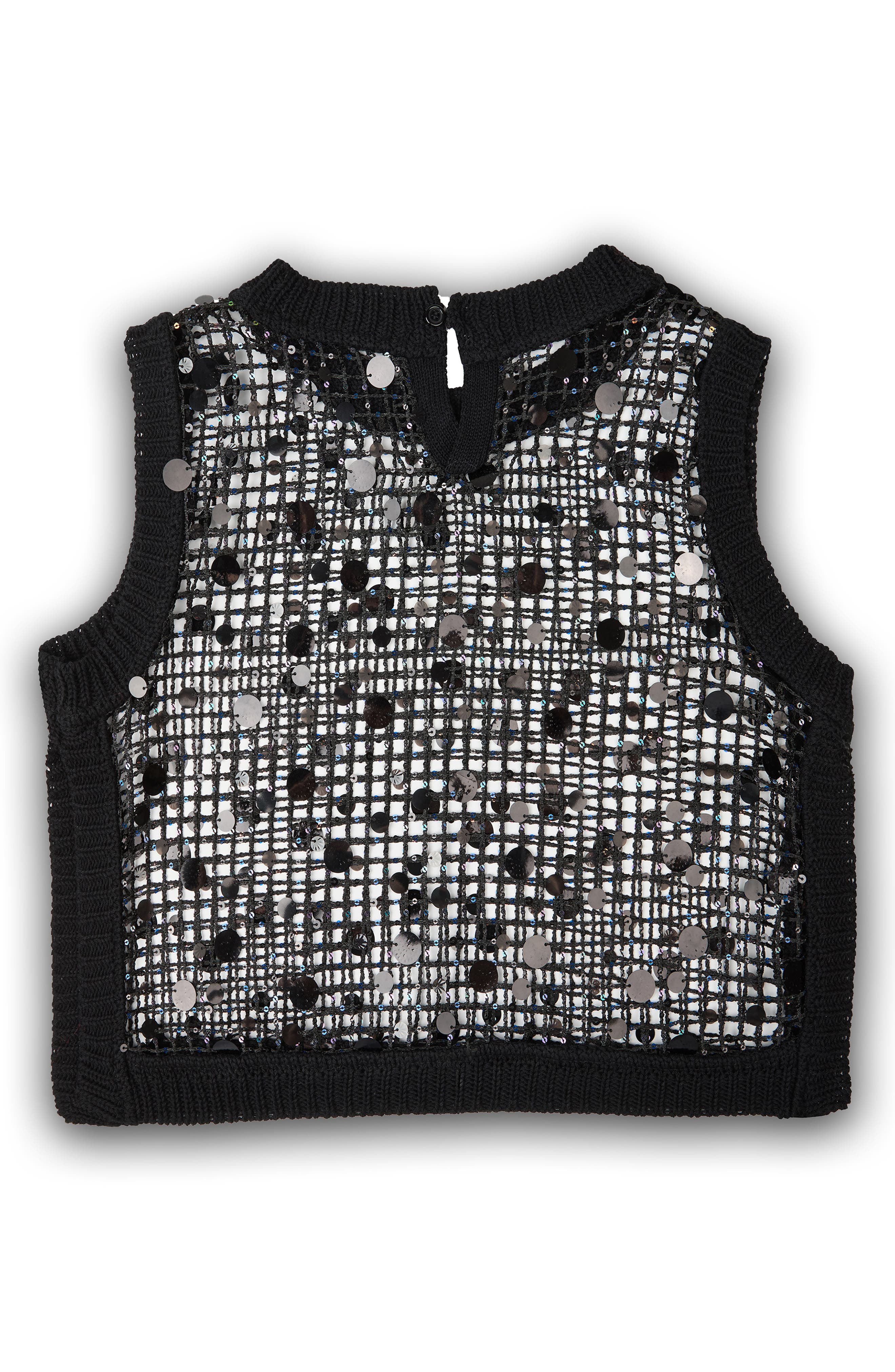 Embellished Cropped Openwork Sweater Vest - image 2