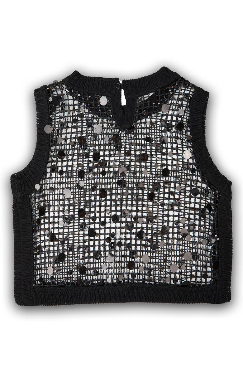 SAACHI Embellished Cropped Openwork Sweater Vest, Alternate, color, Black