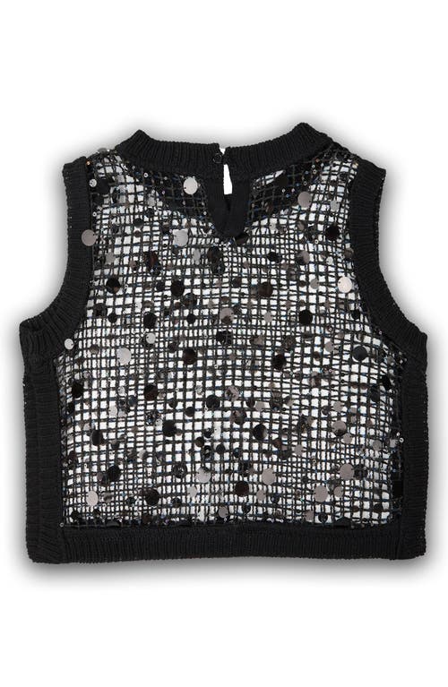 Saachi Embellished Cropped Openwork Sweater Vest In Black
