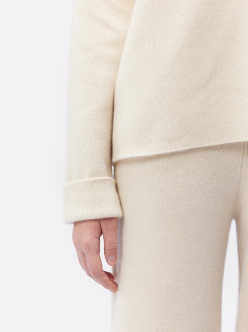 Gobi Mongolian Cashmere Organic Color Cashmere Roll-neck Sweater In Off White