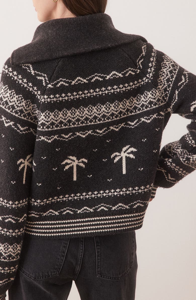 Marine Layer Archive Whitney Fair Isle Quarter Zip Sweater, Alternate, color, Washed Black