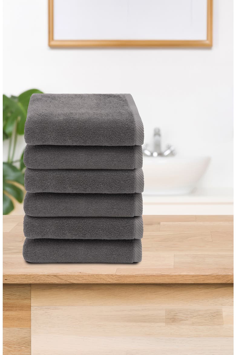6-Pack Ediree Cotton Hand Towel Set, Alternate, color, CHARCOAL