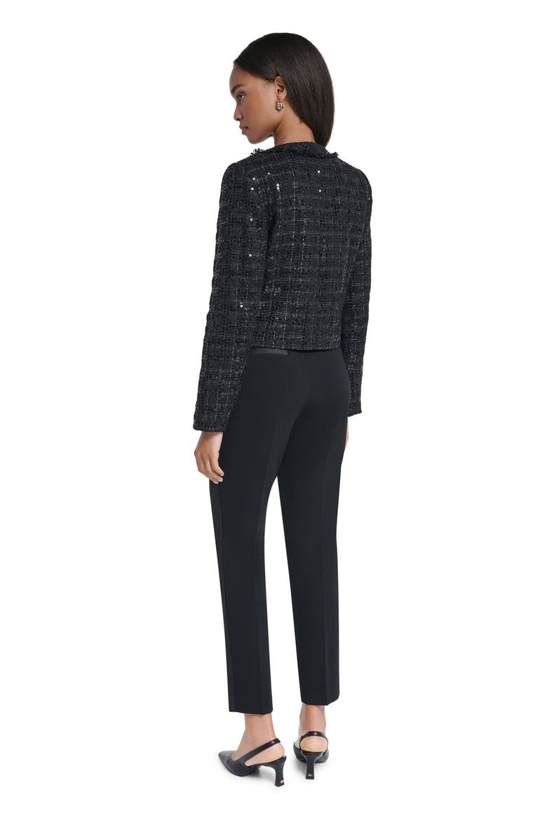 Sequin Collarless Jacket, Alternate, color, BLACK