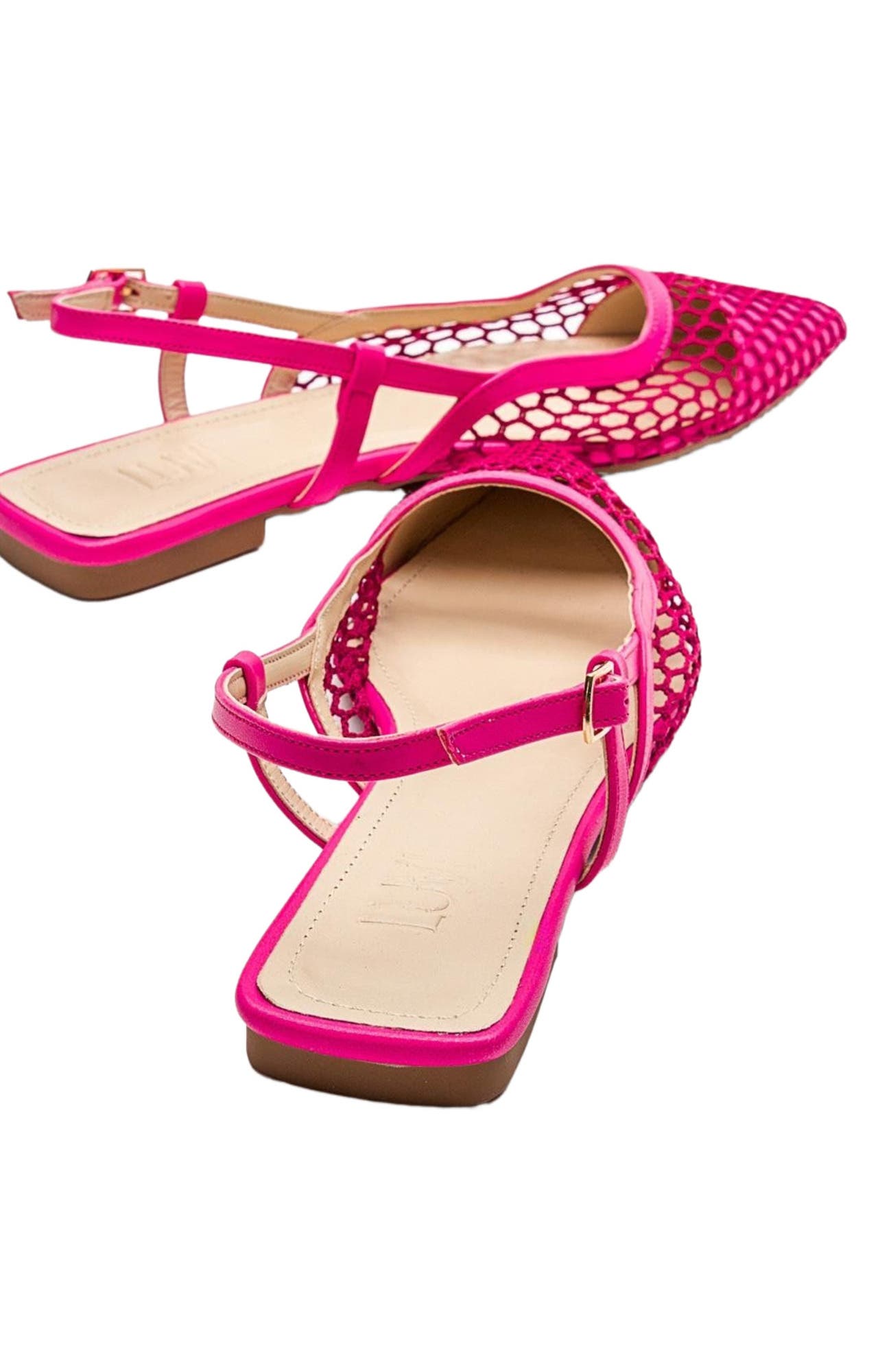 Prologue Shoes Brace Blue Mesh Flat Sandal, Alternate, color, Fuchsia Faux Leather