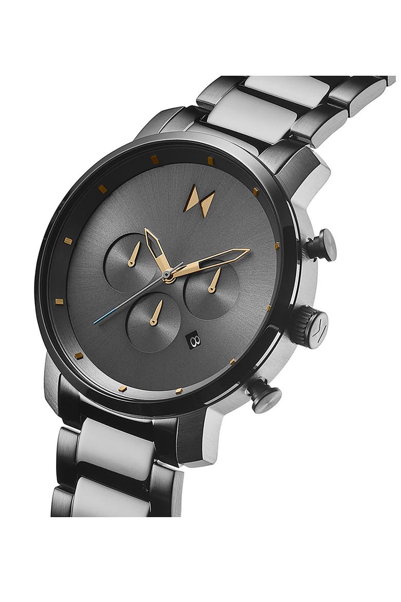 Chronograph Bracelet Watch, 45mm, Alternate, color, BLACK
