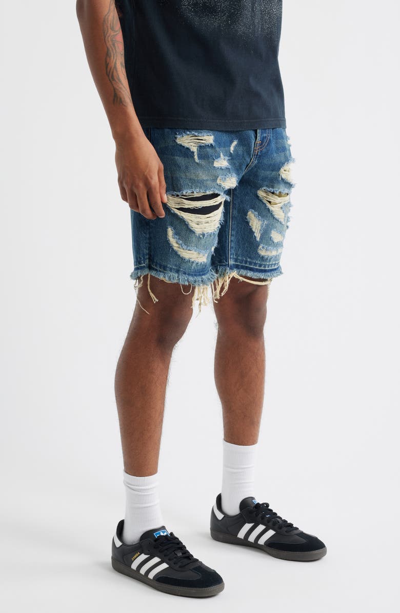 Billionaire Boys Club BB Chronos Distressed Cutoff Denim Shorts, Alternate, color, Comet