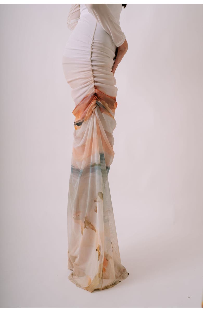 San Malo Bajareque One-Shoulder Mesh Dress, Alternate, color, White