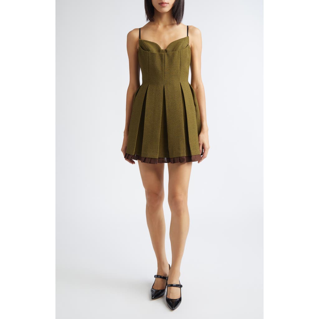 Shushu/Tong Pleated Wool Grain de Poudre Minidress in Green  product