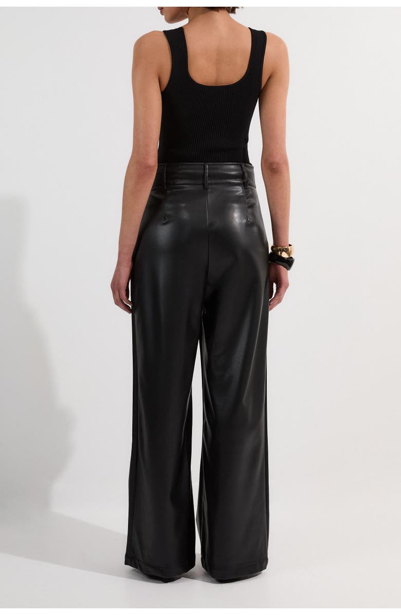 Karen Millen Faux Leather Wide Leg Pants, Alternate, color, Black