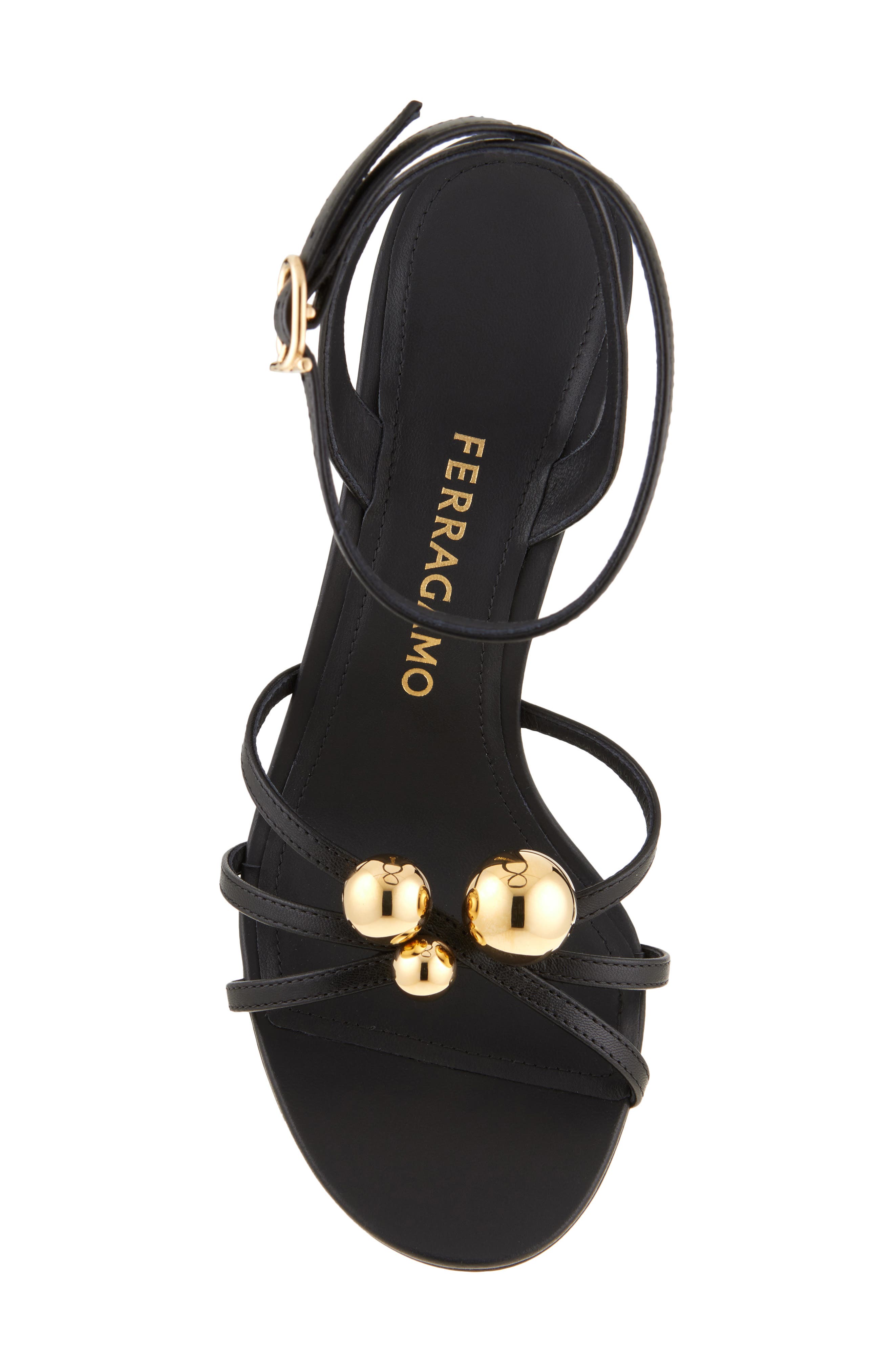 FERRAGAMO Karina Sphere Sandal, Alternate, color, Nero