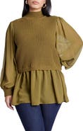 ELOQUII Twofer Sweater With Chiffon