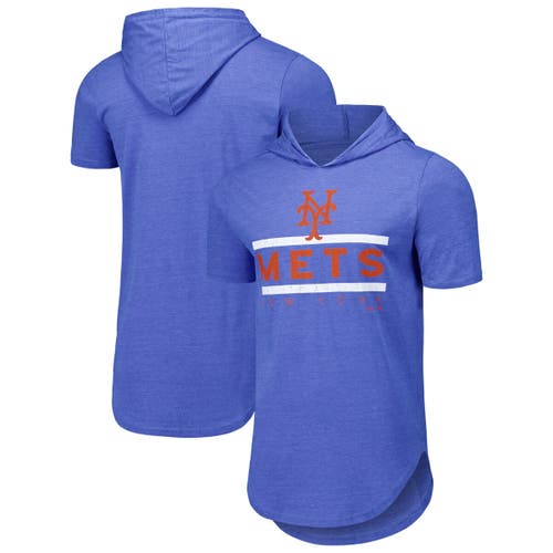 Majestic Threads Royal New York Mets Tri-blend Hoodie T-shirt In Royal