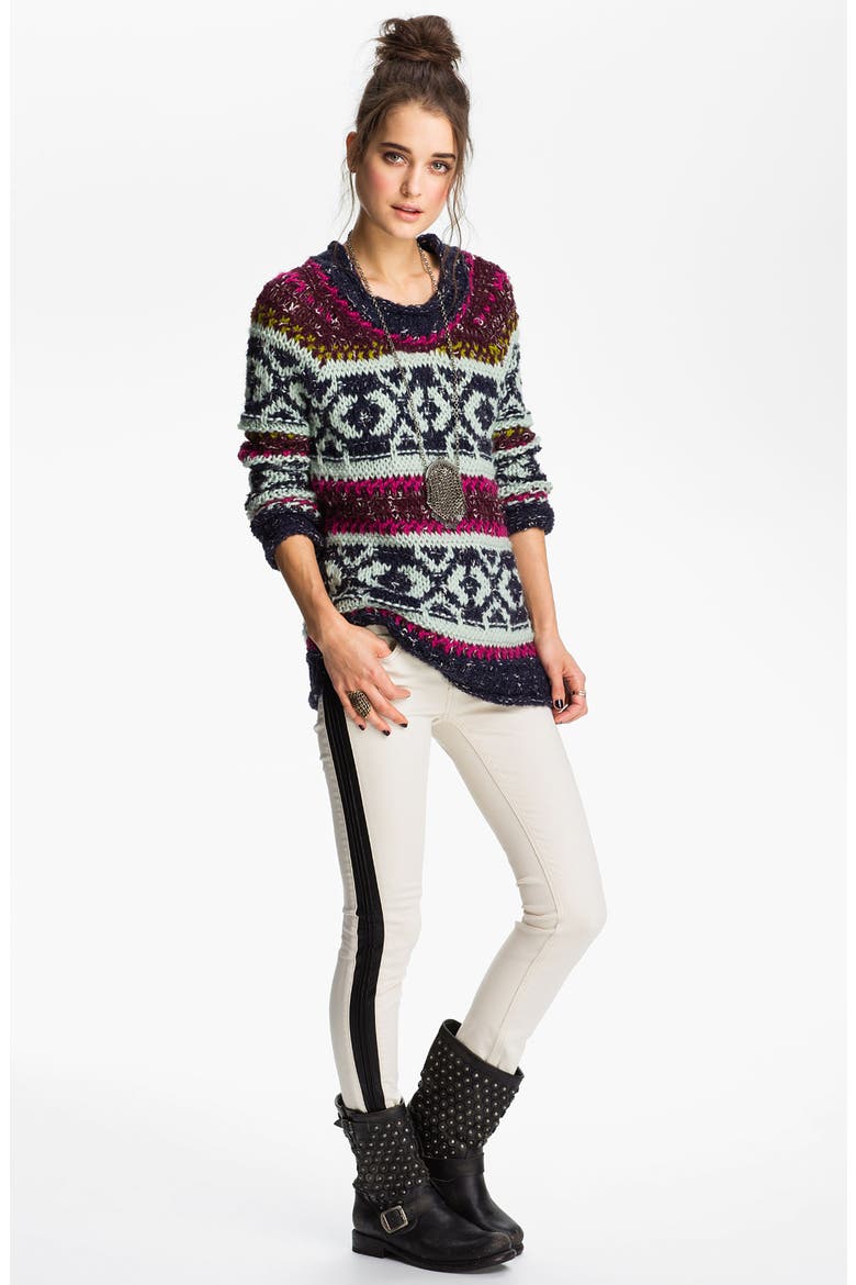 'Silver Reed' Chunky Sweater, Main, color, BLACK MULTI