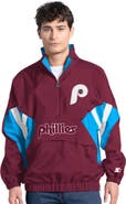 STARTER Men's Starter  Burgundy Philadelphia Phillies Cooperstown Chief Half-Zip Pullover