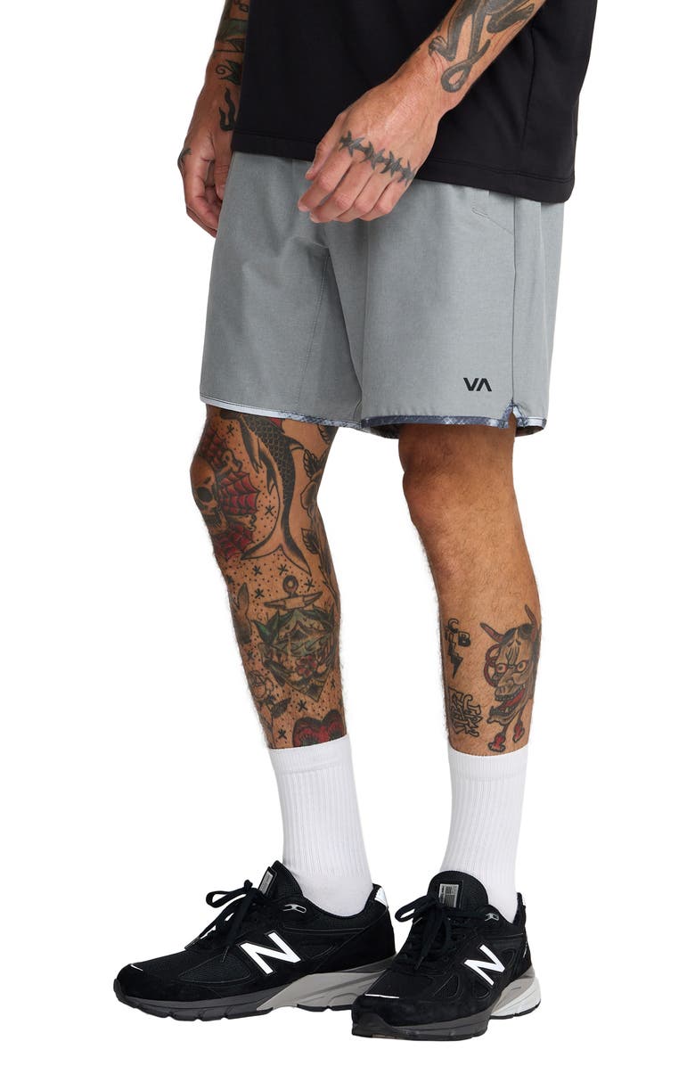 RVCA Yogger Stretch Contrast Shorts, Alternate, color, Heather Grey