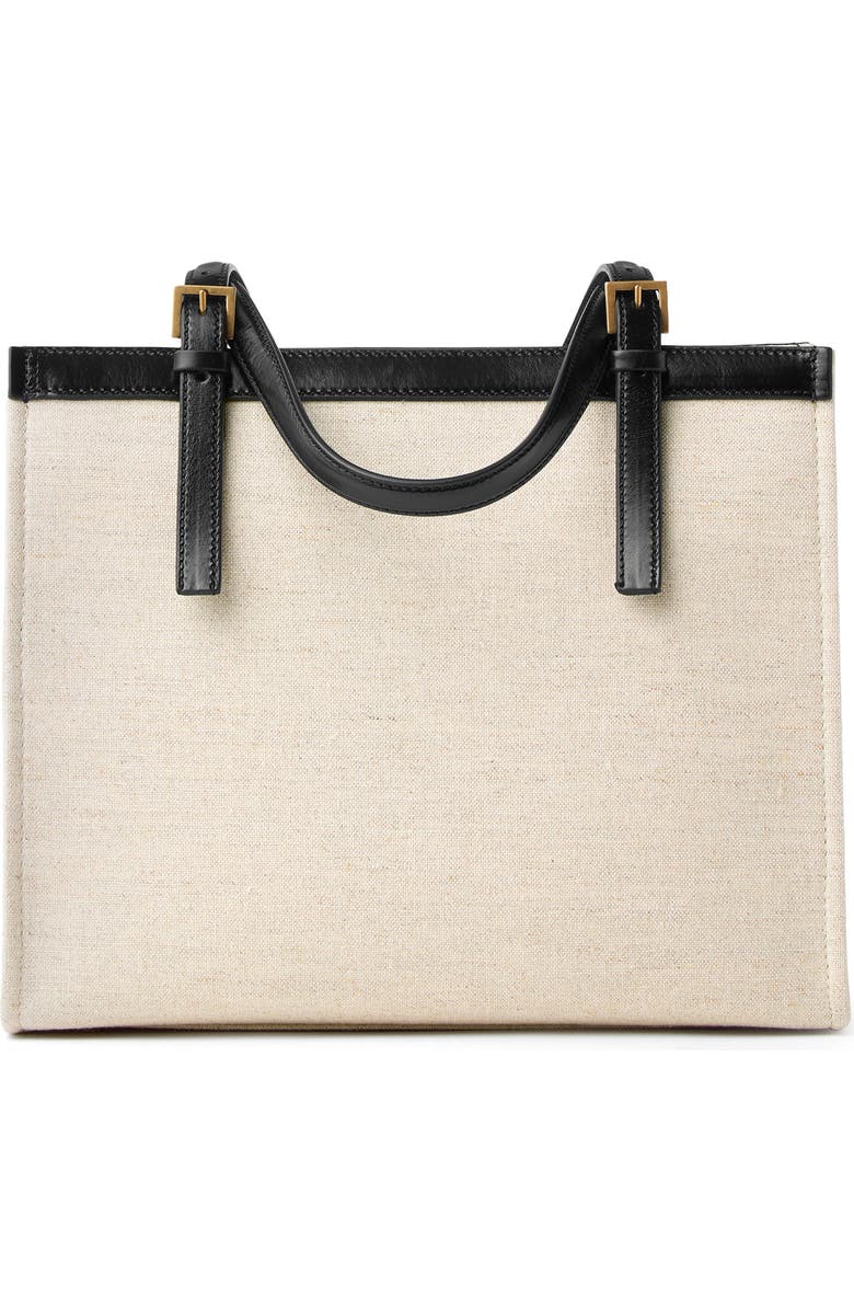 Versace Small Rivière Canvas Tote, Alternate, color, Beige Black Gold
