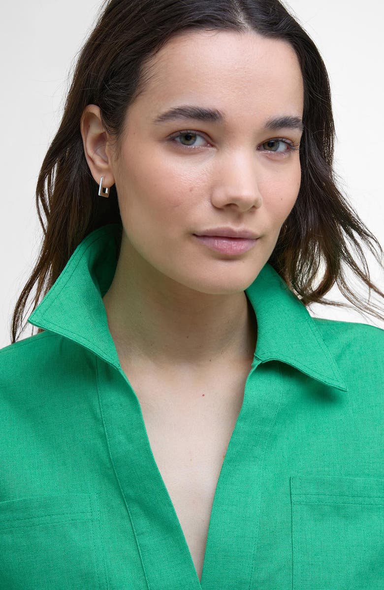 Barbour Cecile Cotton & Linen Shirt, Alternate, color, Kelly Green