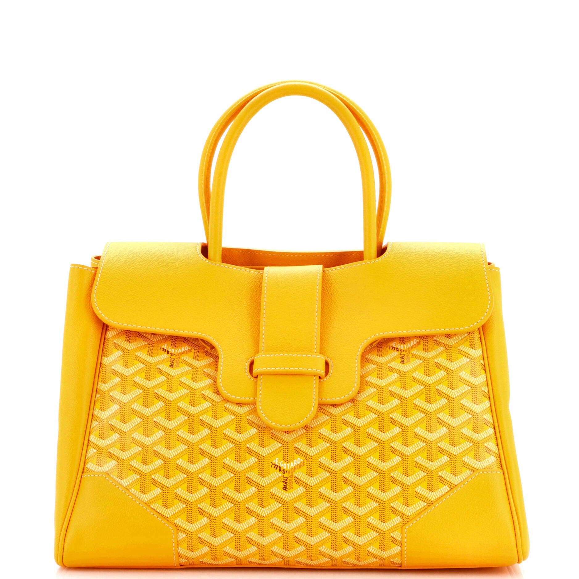 Saigon Tote Bag Coated Canvas with Leather, Main, color, Yellow