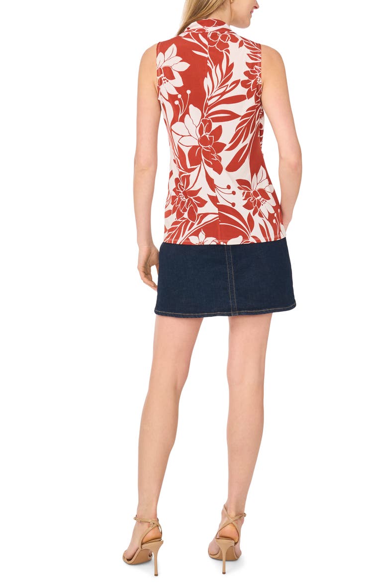 Floral Print Crossover Front Jersey Top, Alternate, color, RUST
