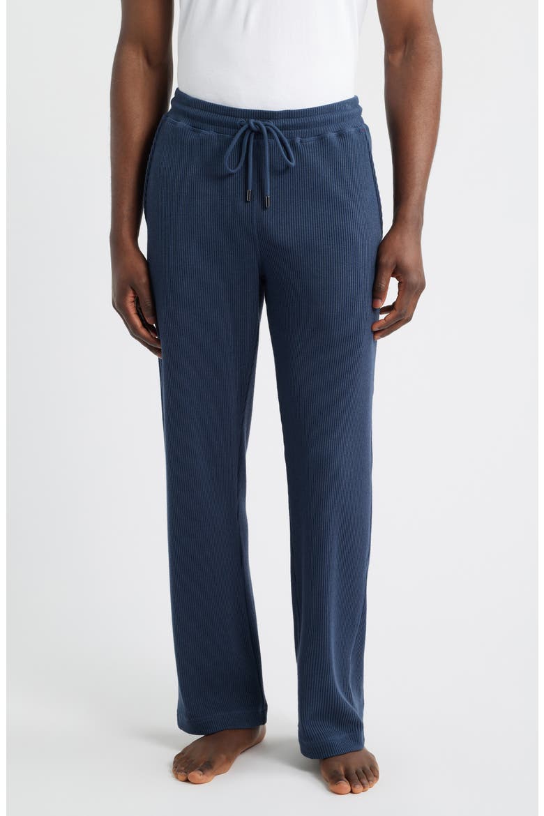 Ribbed Drawstring Pajama Pants, Main, color, COLLEGE NAVY