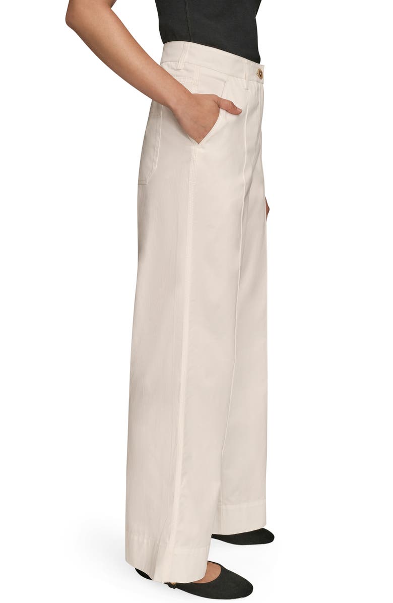 Donna Karan New York Pintuck High Waist Cotton Wide Leg Pants, Alternate, color, Cream