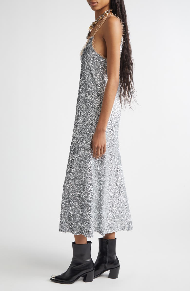 Rabanne Embellished Slipdress, Alternate, color, Skyrocket Grey