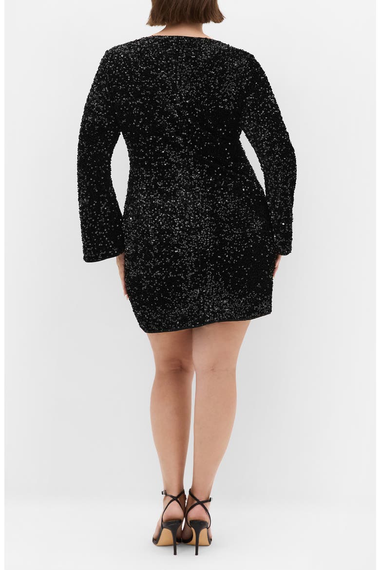 Paislee Sequin Long Sleeve Dress, Alternate, color, BLACK