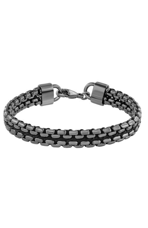 Blackened Double-Row Chain Bracelet in Sterling Silver