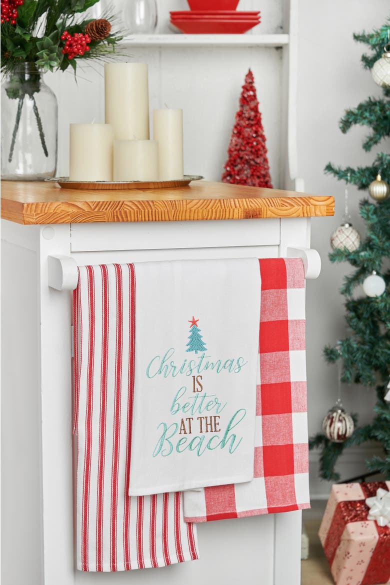 Christmas is Better Embroidered 100% Cotton Flour Sack Dishtowel, Alternate, color, White