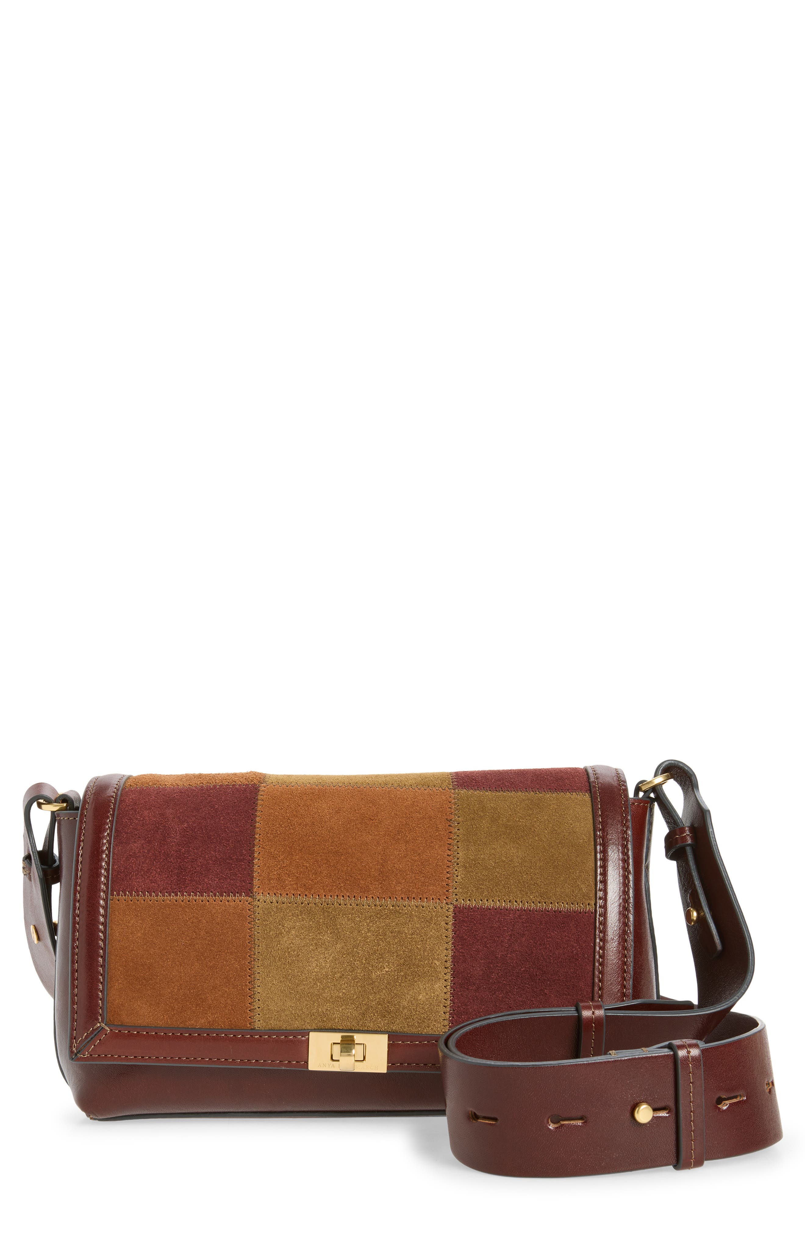 Mortimer Patchwork Suede & Leather Crossbody Bag, Main, color, TERRIER