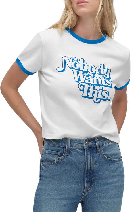 x 'Nobody Wants This' Contrast Binding Organic Cotton Graphic T-Shirt