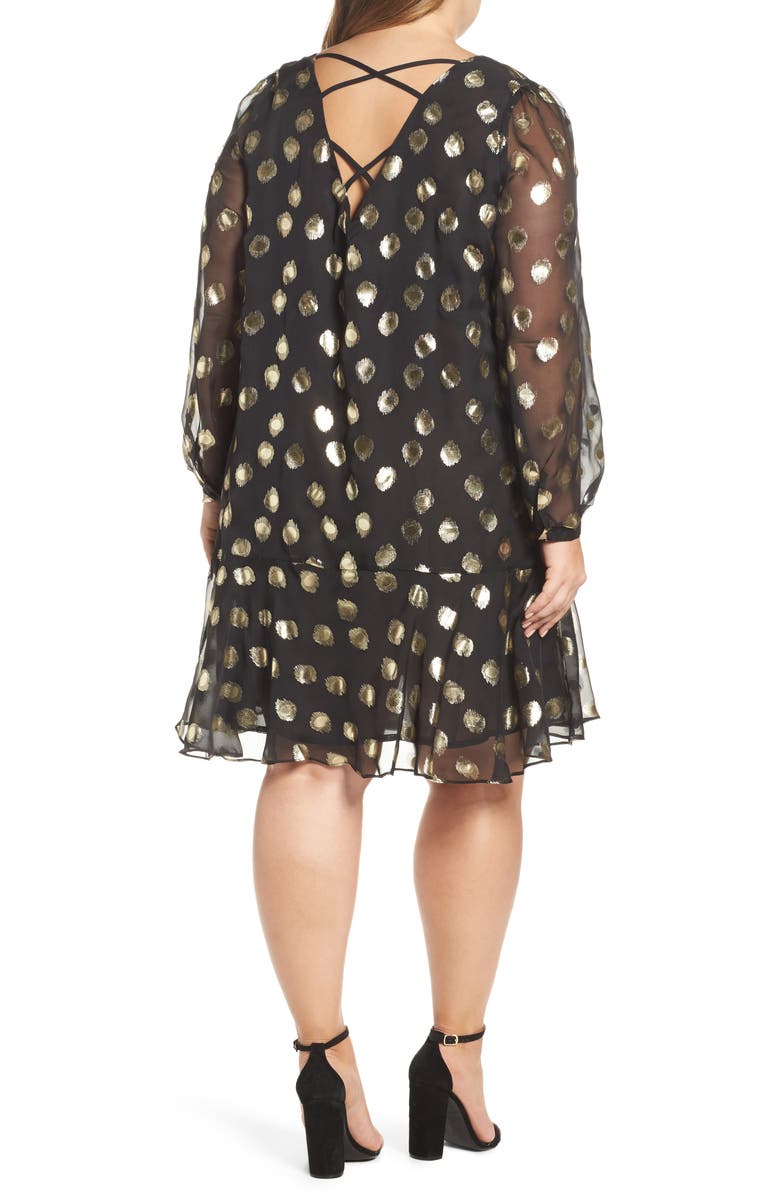 Glamorous Metallic Dot Drop Waist Dress, Alternate, color, 