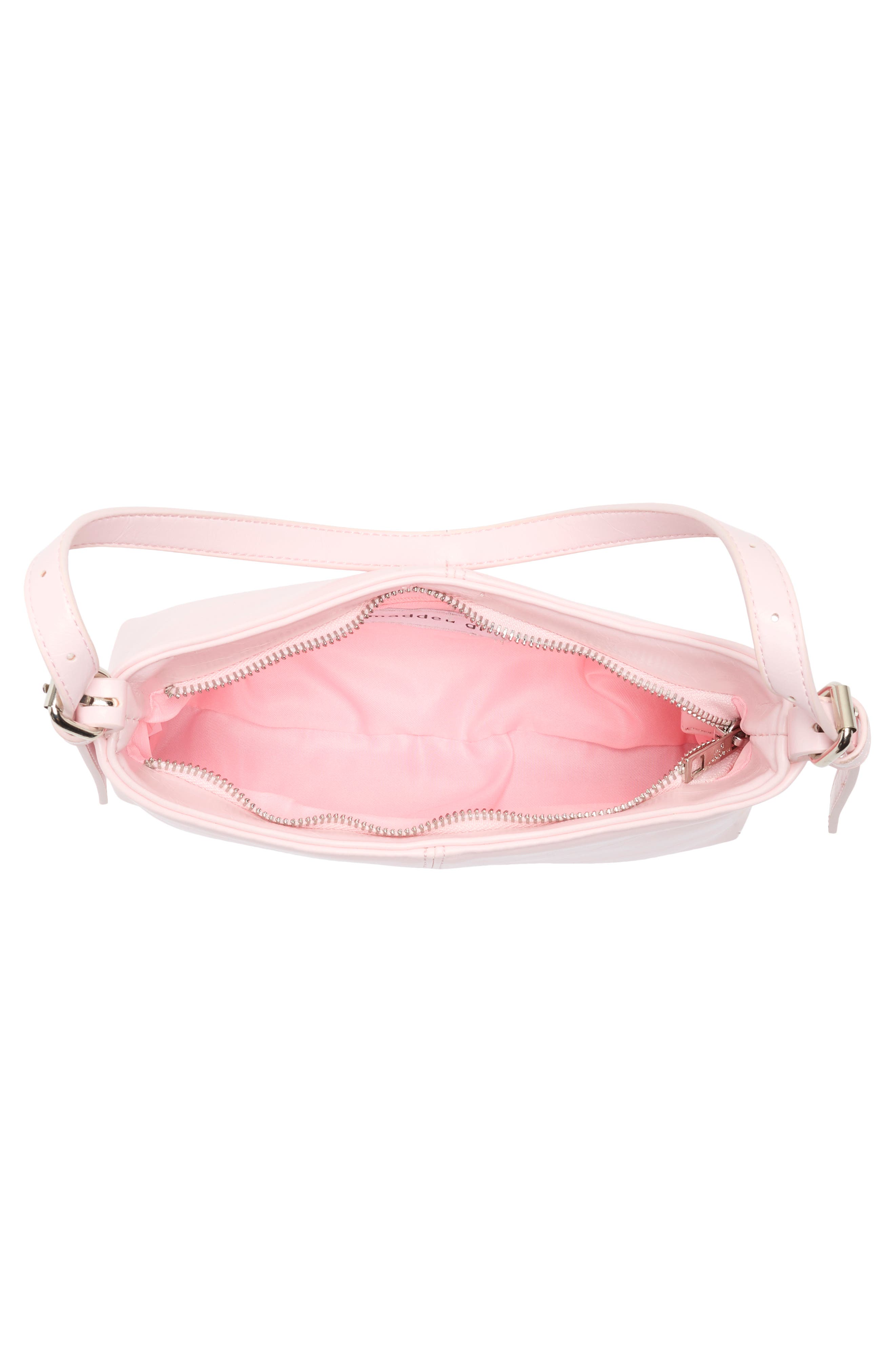 Crinkle Faux Leather Shoulder Bag, Alternate, color, PRIMROSE