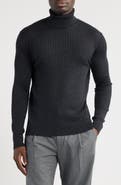 Jack Victor Pinstripe Stitch Wool & Silk Turtleneck Sweater