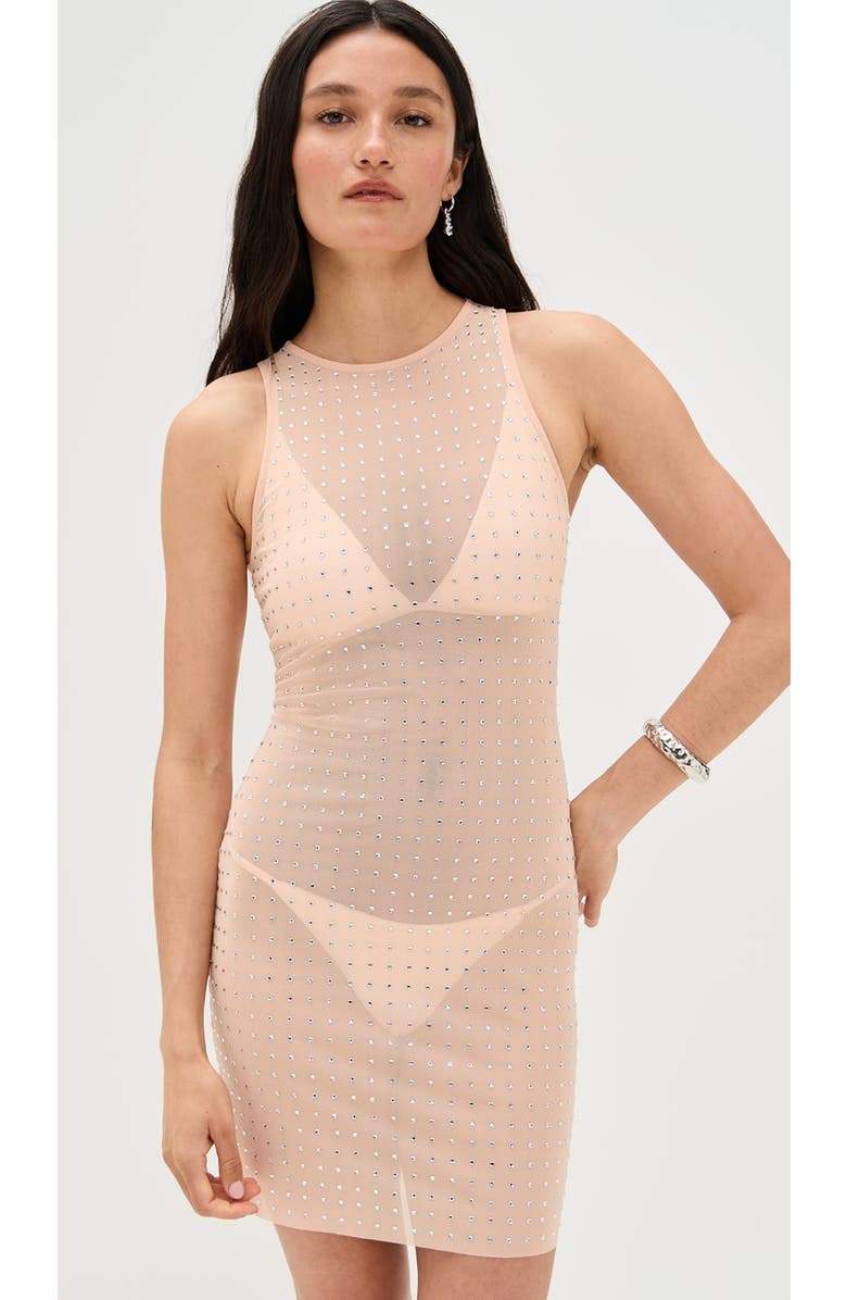 Dur Doux Zara Crystal Mini Dress, Main, color, Peach