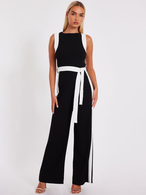 Quiz Contrast Palazzo Jumpsuit In Black