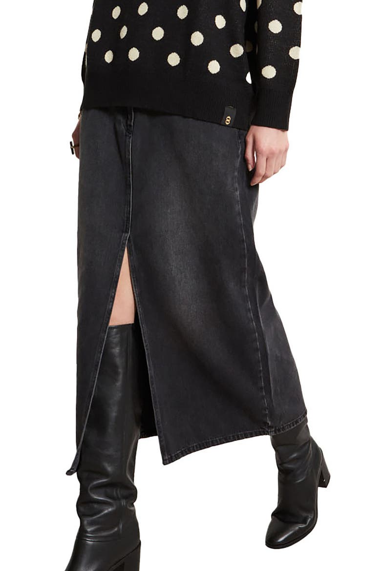 Long Denim Skirt, Main, color, Black
