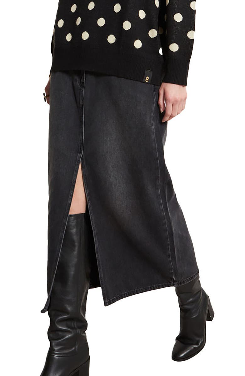 ottod'Ame Long Denim Skirt, Main, color, Black