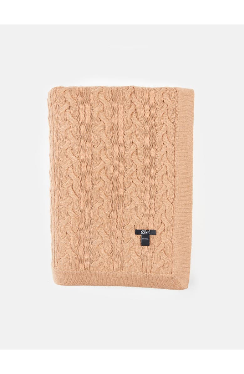 GOBI Mongolian Cashmere Cable Knit Blanket, Main, color, Sheepskin