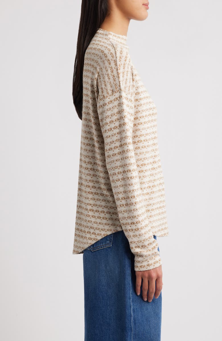 Bobeau Jacquard Mock Neck Knit Top, Alternate, color,