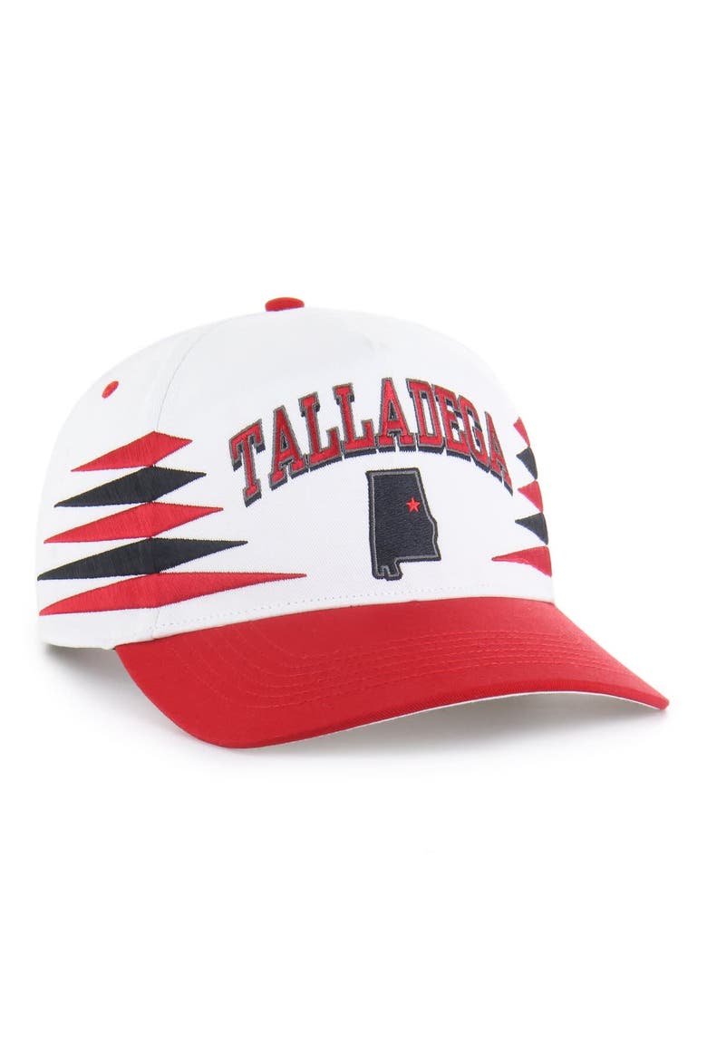 Men's '47  White/Red Talladega Superspeedway Diamond Cut Hitch Adjustable Hat, Alternate, color, White