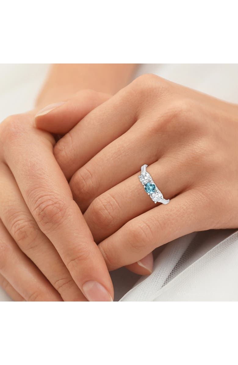 Bliss Diamond 1 1/2Ct Blue Diamond 3-Stone Accent Engagement Ring in Gold Lab Grown, Alternate, color,