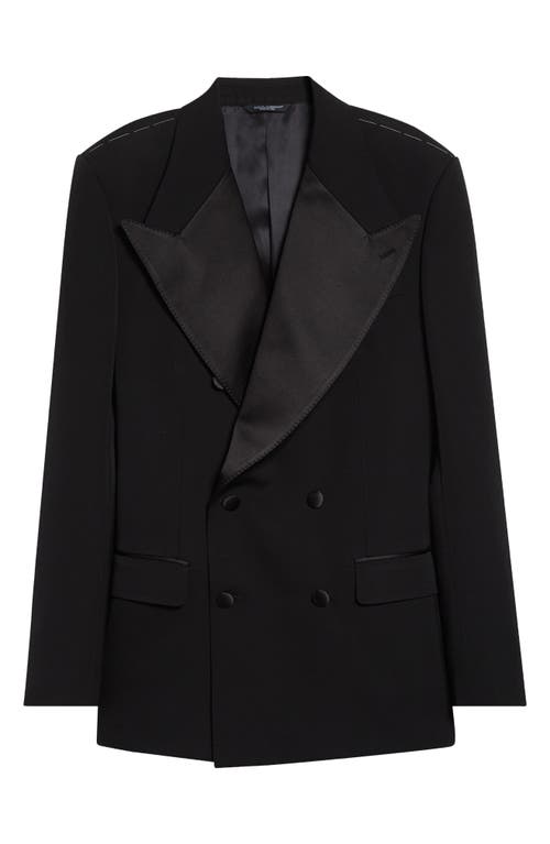 Dolce & Gabbana Double-breasted Satin-lapel Jacket In Black