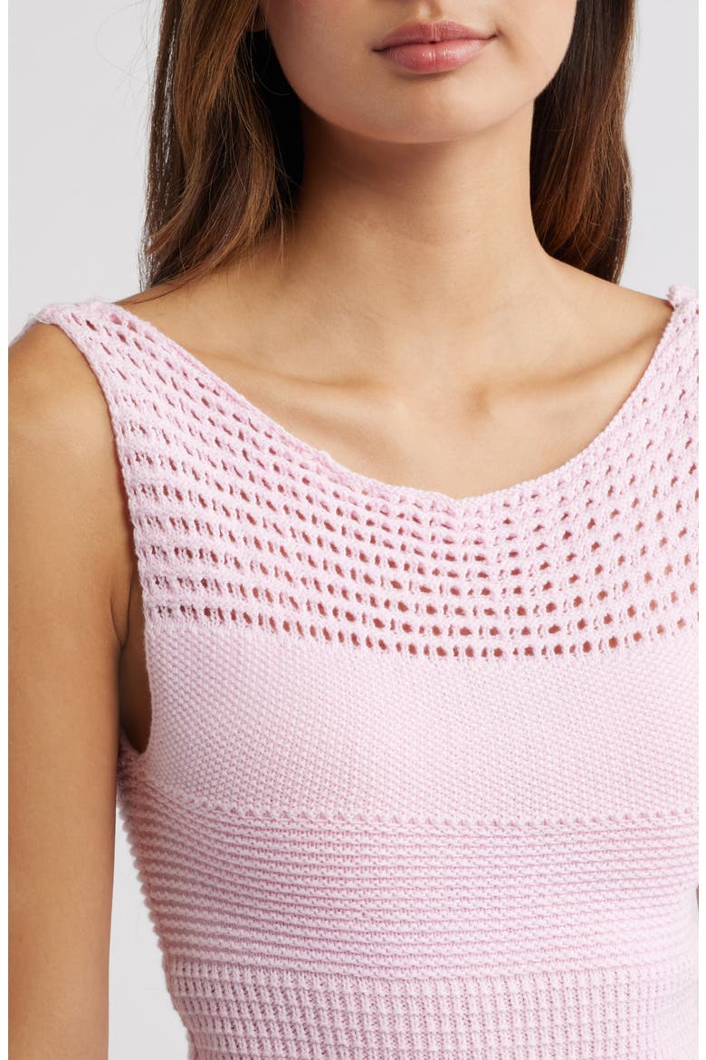 Brielle Open Knit Tank Top, Alternate, color, LIGHT PINK